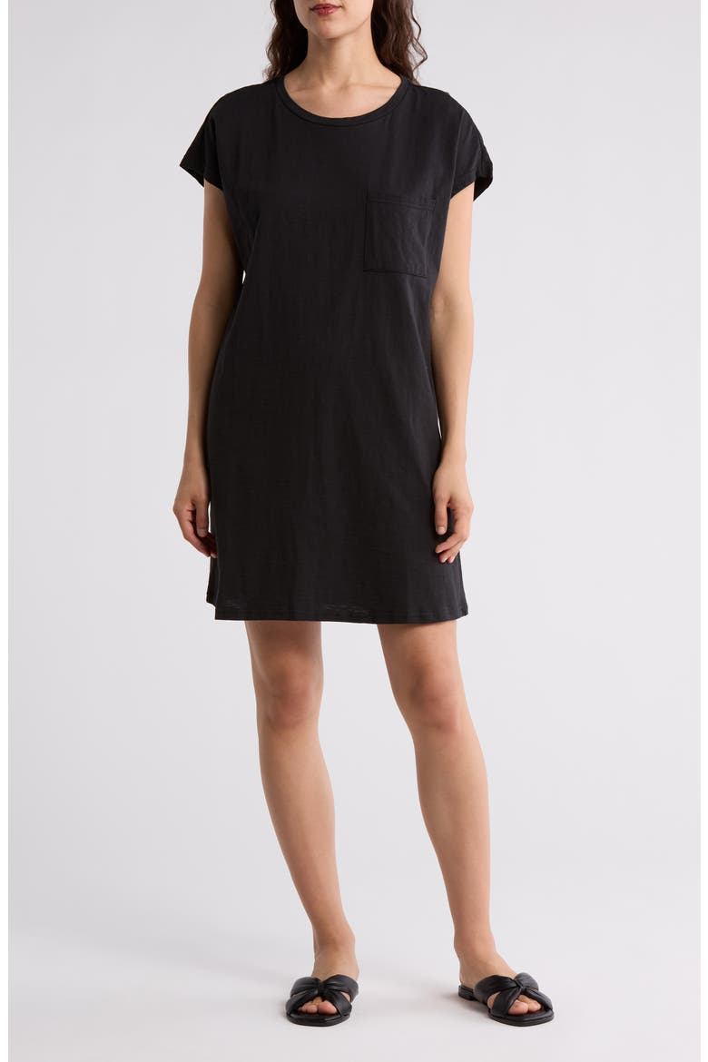 Arabella Slub Cotton Tunic T-Shirt, Main, color, BLACK