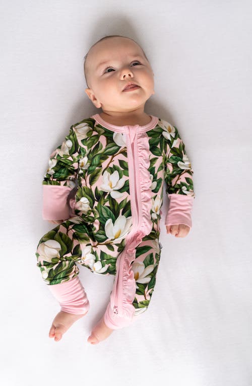 Laree + Co Magnolia Ruffle Convertible Footie In Green