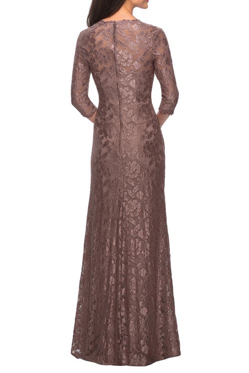 La Femme Long Lace Gown With Sweetheart Neckline