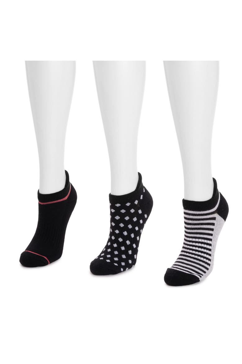 Cotton Compression Ankle Socks 3 Pair Pack, Alternate, color, Ebony