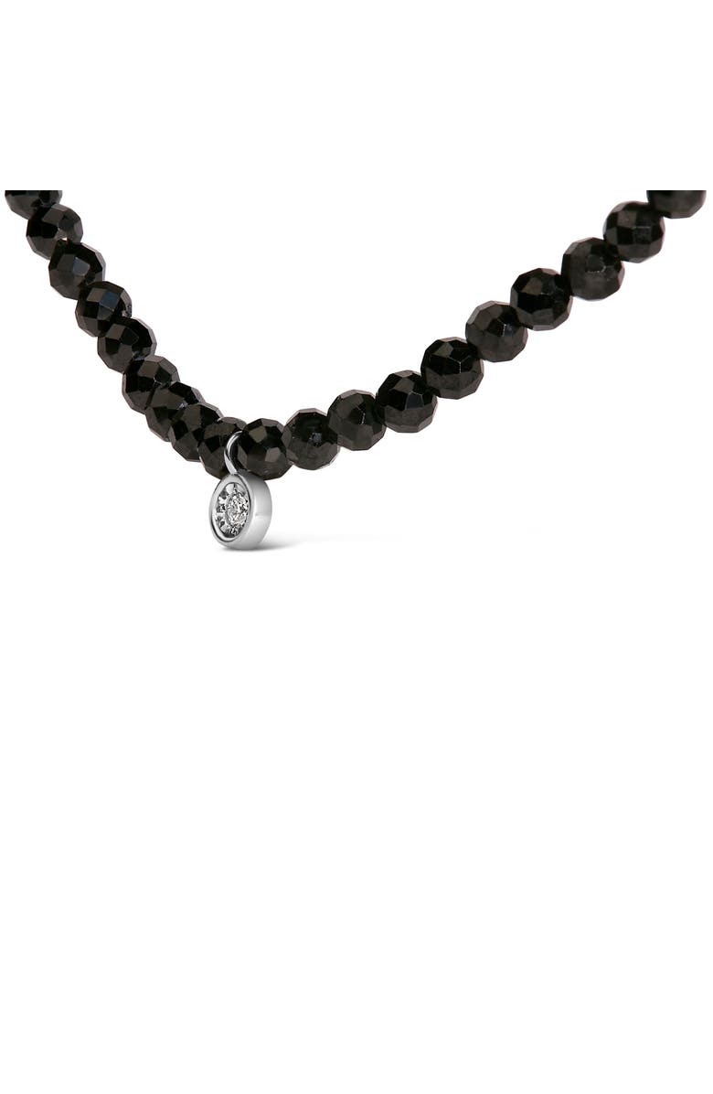 Haus of Brilliance Sterling Silver Diamond Accent Black Spinel Bead Station Necklace, Alternate, color, Silver