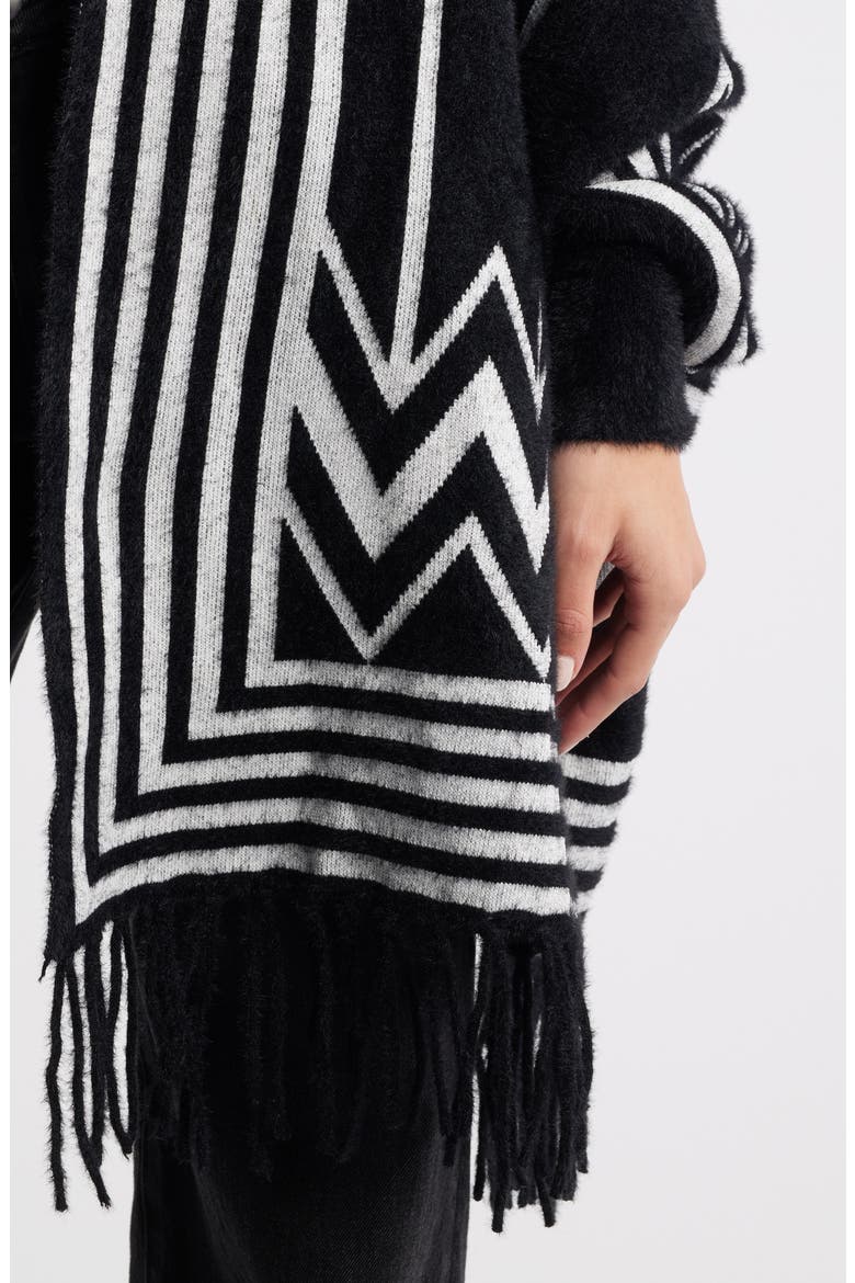 Lagertha Faux Fur Trim Wrap, Alternate, color, BLACK