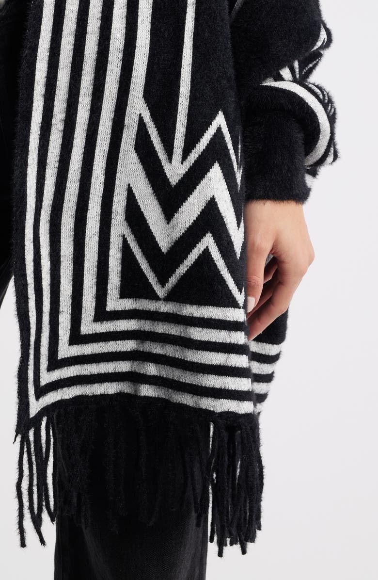 NIKKI LUND Lagertha Faux Fur Trim Wrap, Alternate, color, Black