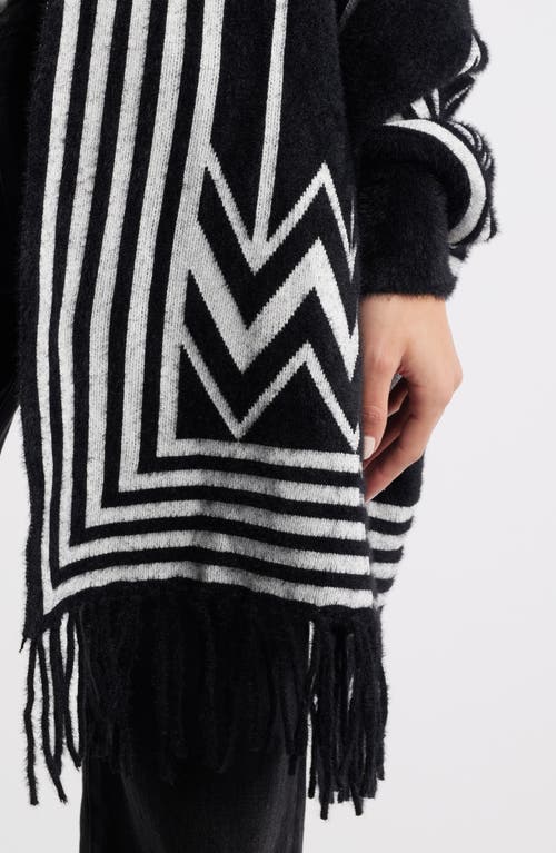 Nikki Lund Lagertha Faux Fur Trim Wrap In Black