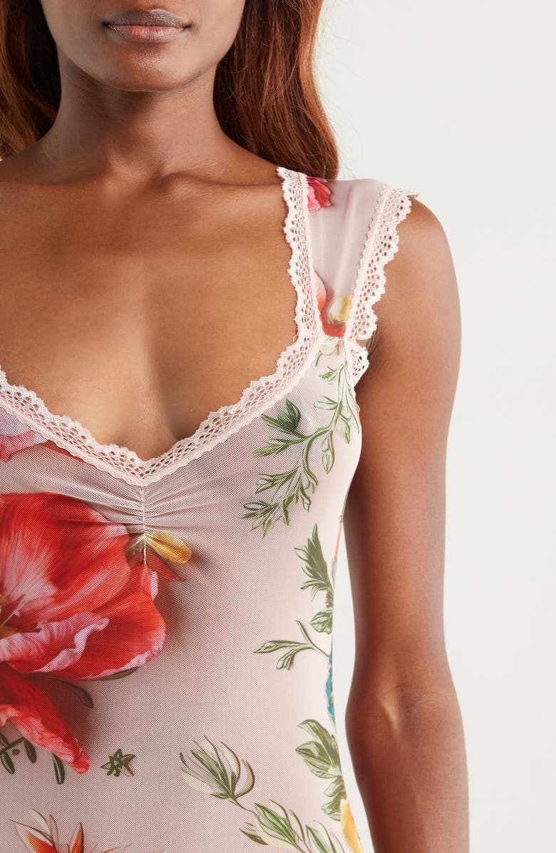 KILO BRAVA Floral Mesh Maxi Slip, Alternate, color, 3D Floral