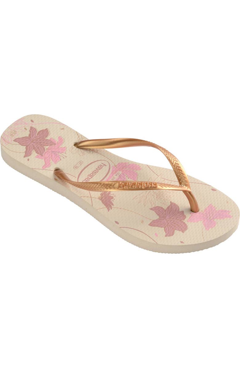 Havaianas Slim Flip Flop, Main, color, Beige/ Golden