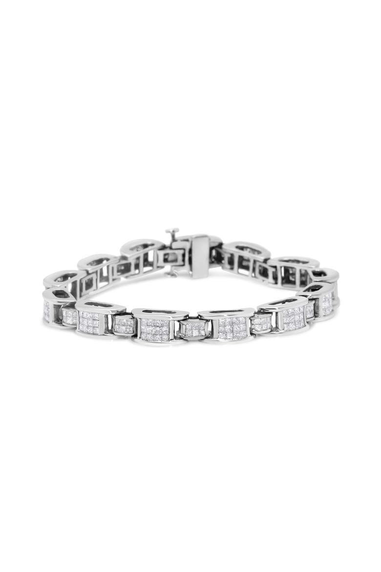 14K White Gold 5.0 Cttw Diamond "D" Shaped Links Tennis Bracelet, Main, color, White