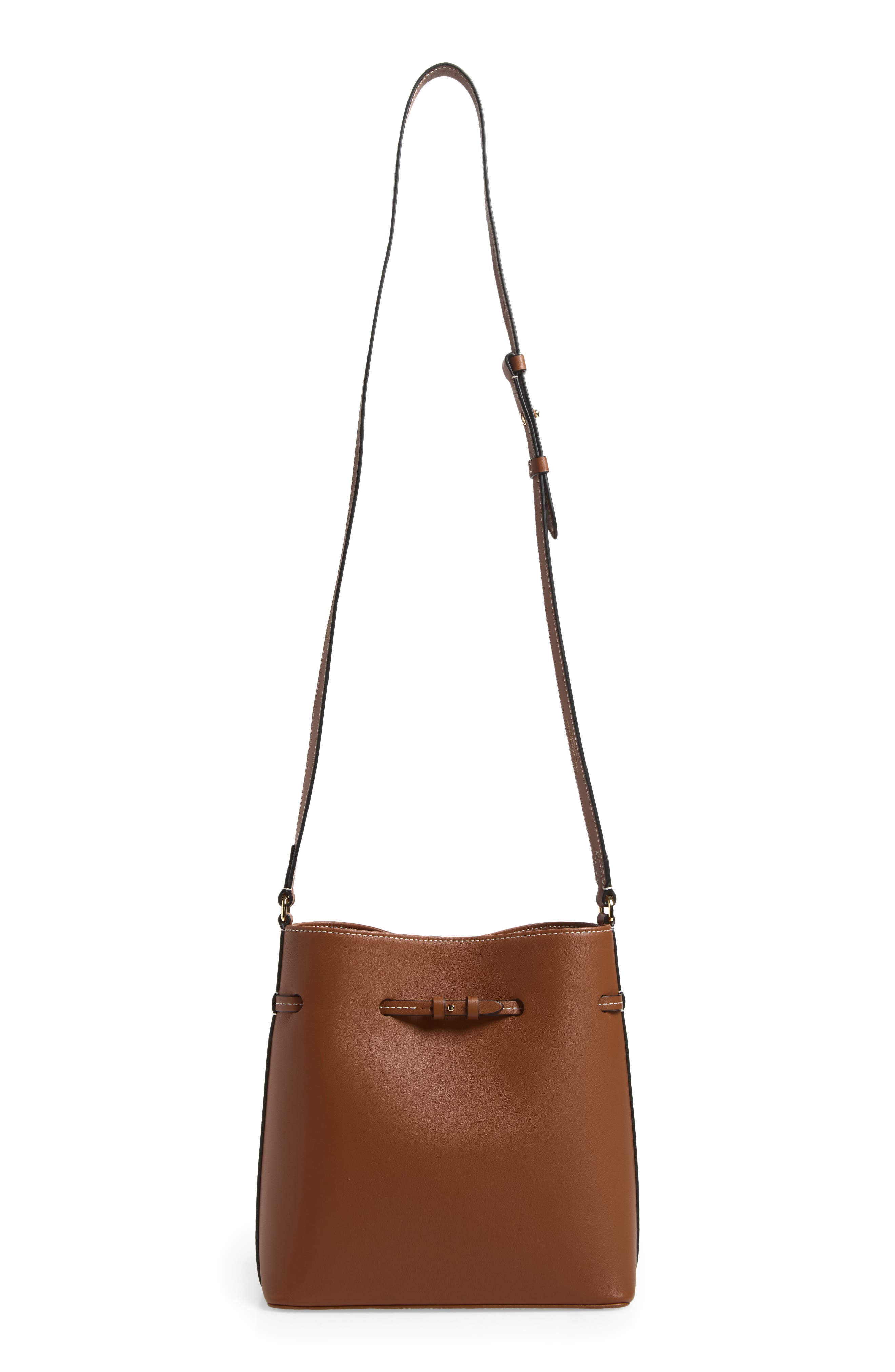 Corda Leather Bucket Bag, Alternate, color, CHESTNUT