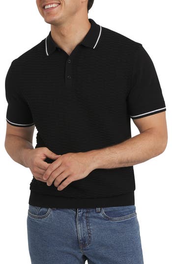 Dkny Sportswear Cobblestone Tipped Polo Sweater In Black