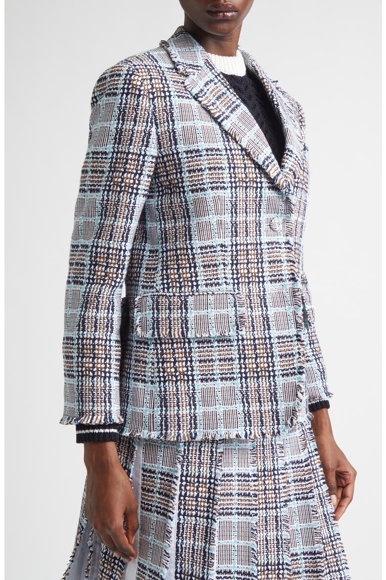 Glen Plaid Raw Edge Tweed Blazer, Alternate, color, SEASONAL MULTI