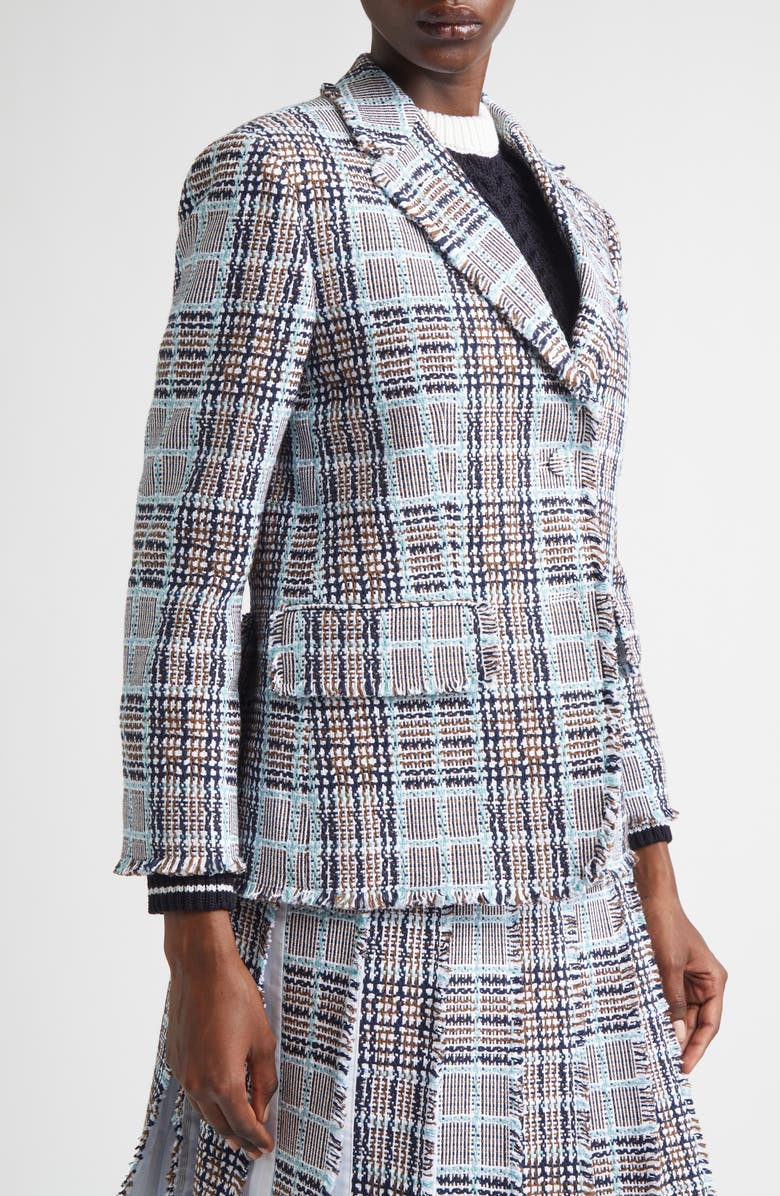 Thom Browne Glen Plaid Raw Edge Tweed Blazer, Alternate, color, Seasonal Multi