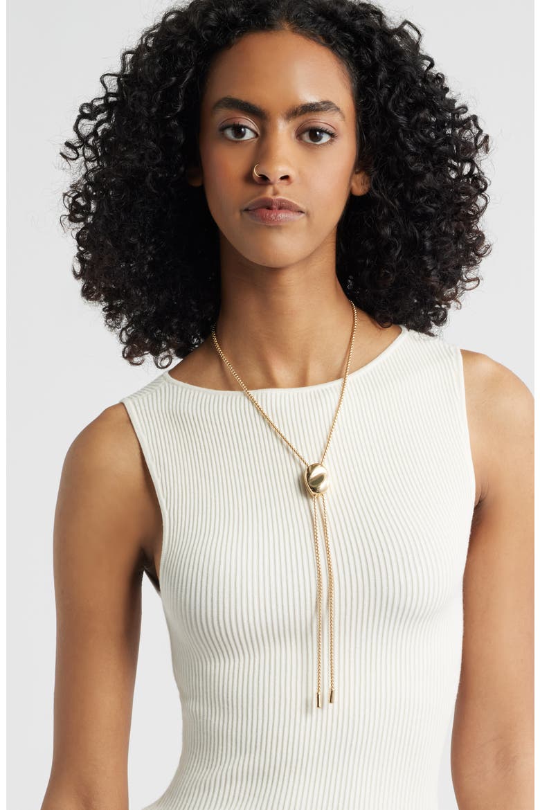 Puffy Pebble Bolo Necklace, Alternate, color, GOLD