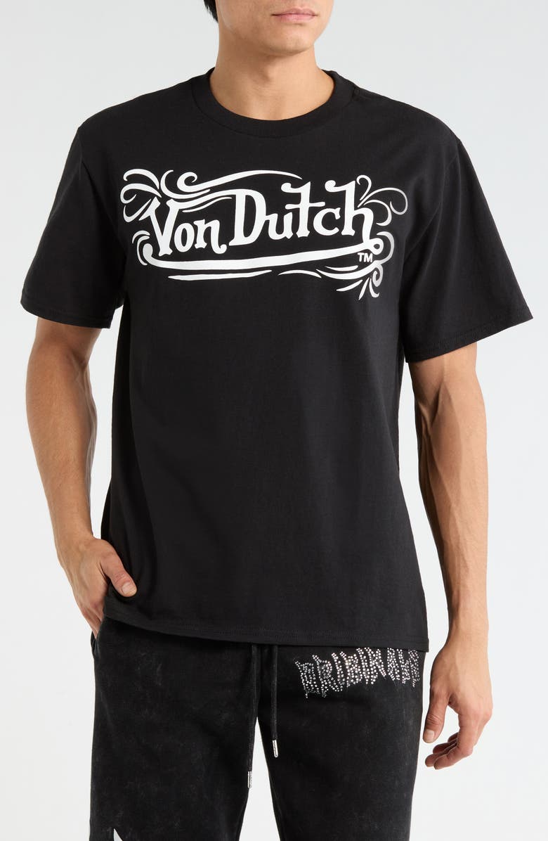 Von Dutch Logo Cotton Blend Graphic T-Shirt, Main, color, Black