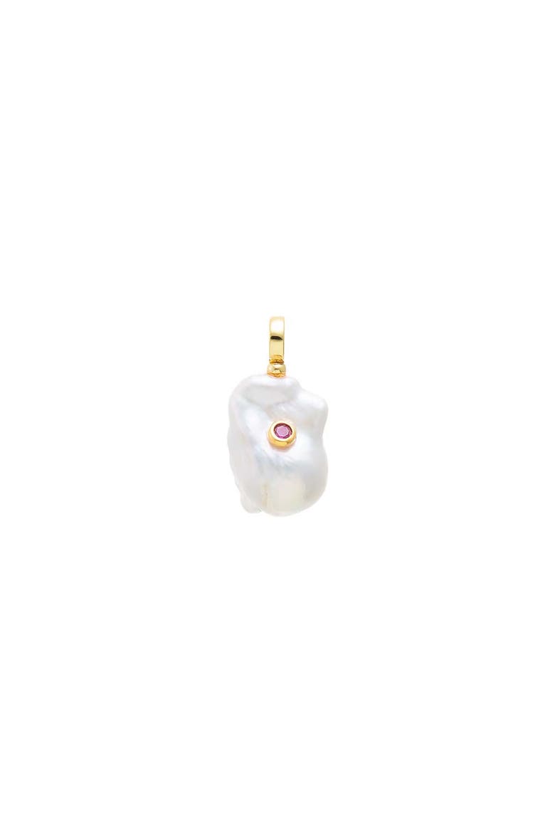 Colored Center Stone Baroque Pearl Charm, Main, color, Ruby Red