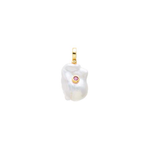 Colored Center Stone Baroque Pearl Charm