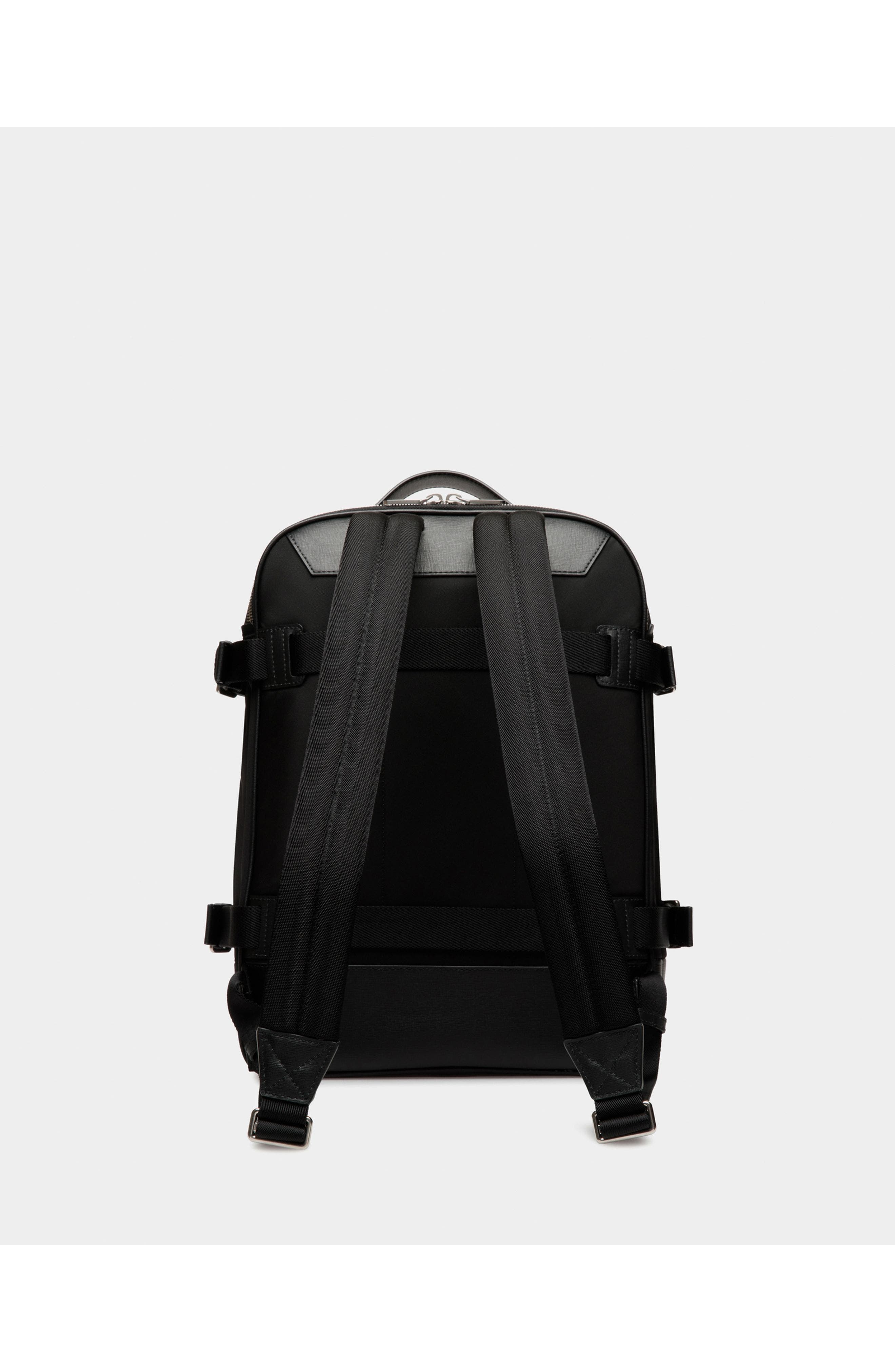 Bally Vogel Backpack In Nylon And Recycled Bovine Leather, Alternate, color, Black+Palladio