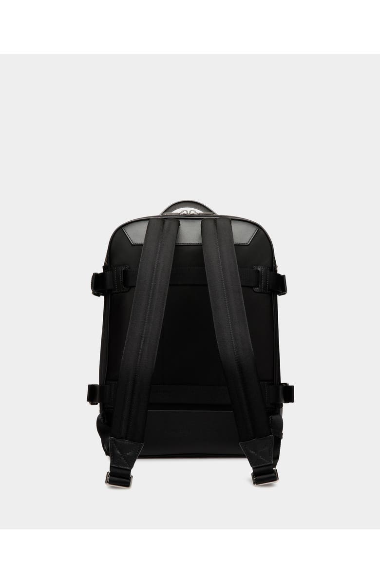 Bally Vogel Backpack In Nylon And Recycled Bovine Leather, Alternate, color, Black+Palladio