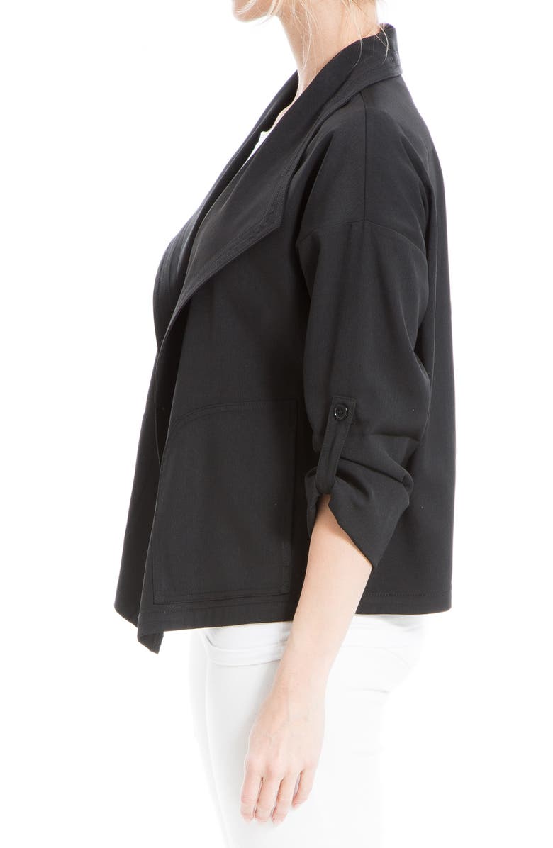 MAX STUDIO Twill Drape Front Short Jacket, Alternate, color, Black