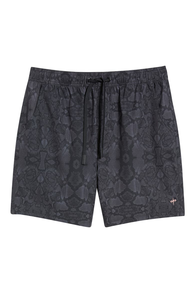 Verona Tech Snakeskin Print Drawstring Shorts, Alternate, color, SNAKESKIN