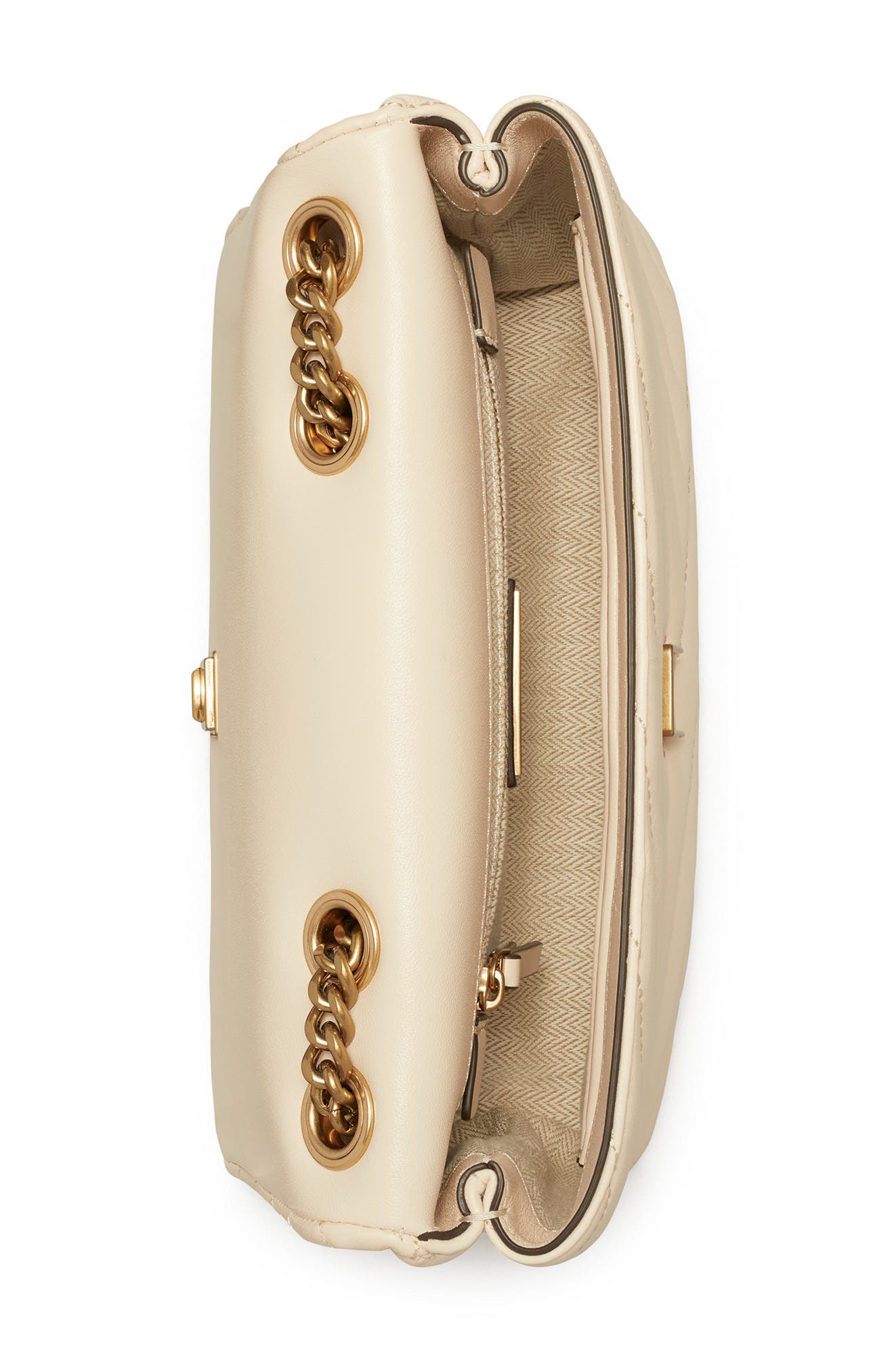 Small Kira Chevron Leather Shoulder Bag, Alternate, color, NEW CREAM