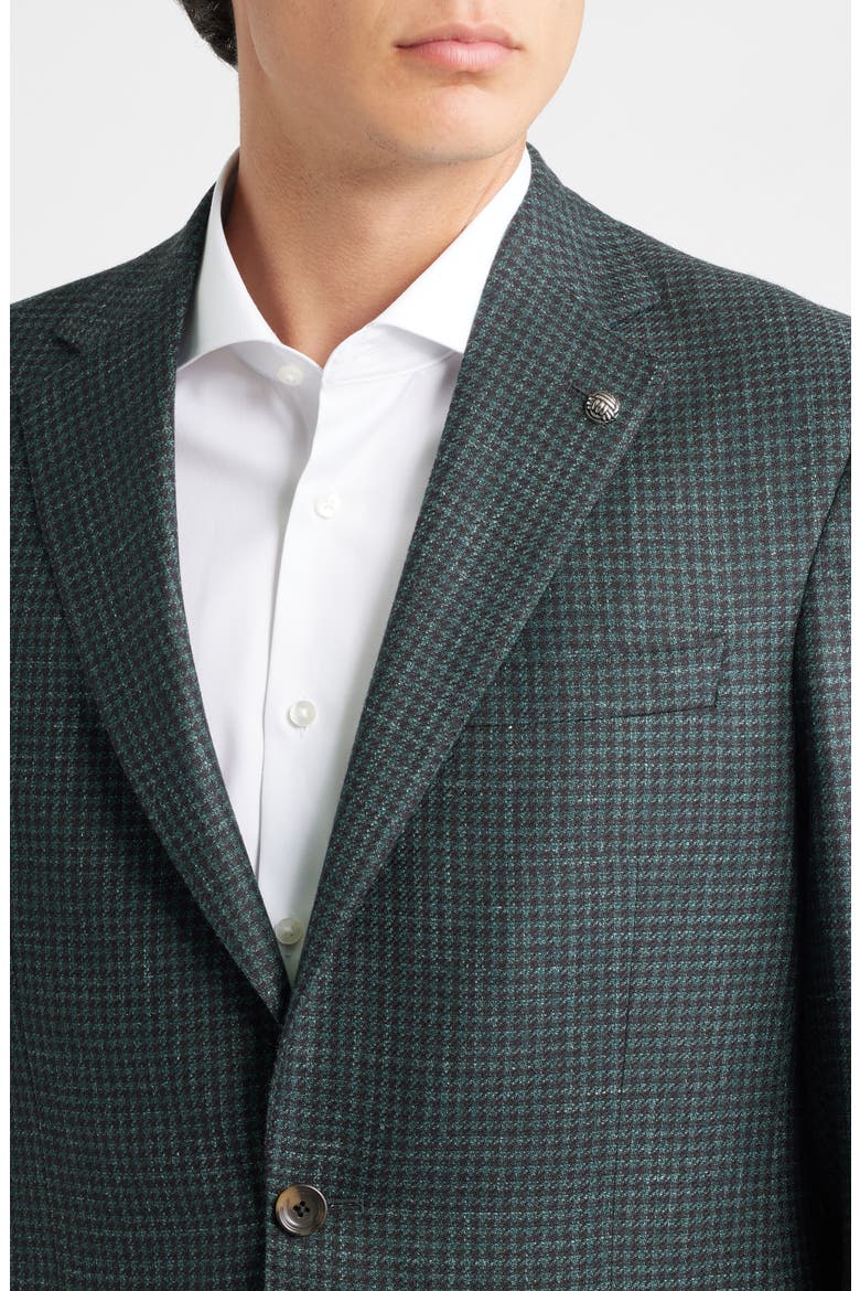 Midland Contemporary Fit Green Houndstooth Wool & Silk Blend Sport Coat, Alternate, color, DARK OLIVE