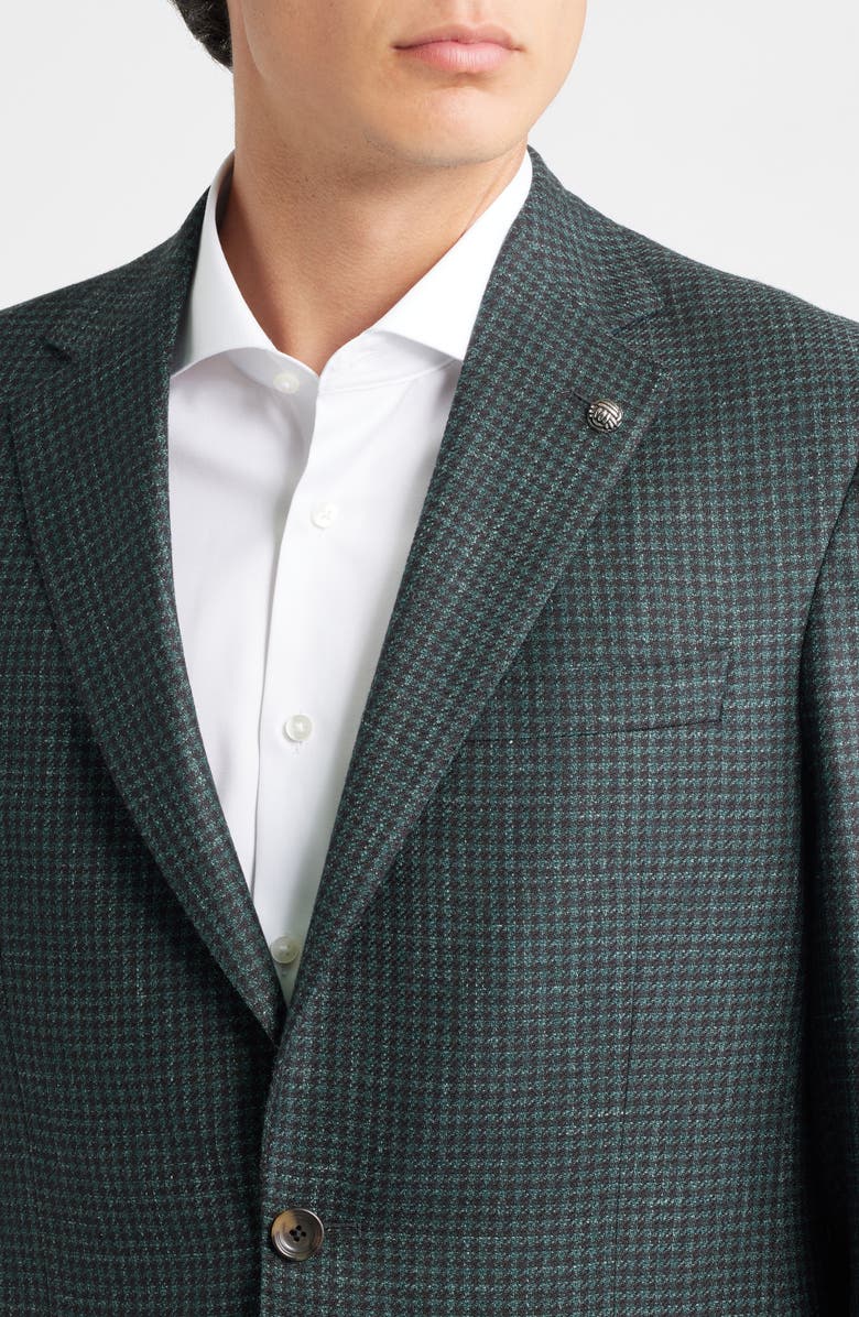 Jack Victor Midland Contemporary Fit Green Houndstooth Wool & Silk Blend Sport Coat, Alternate, color, Dark Olive
