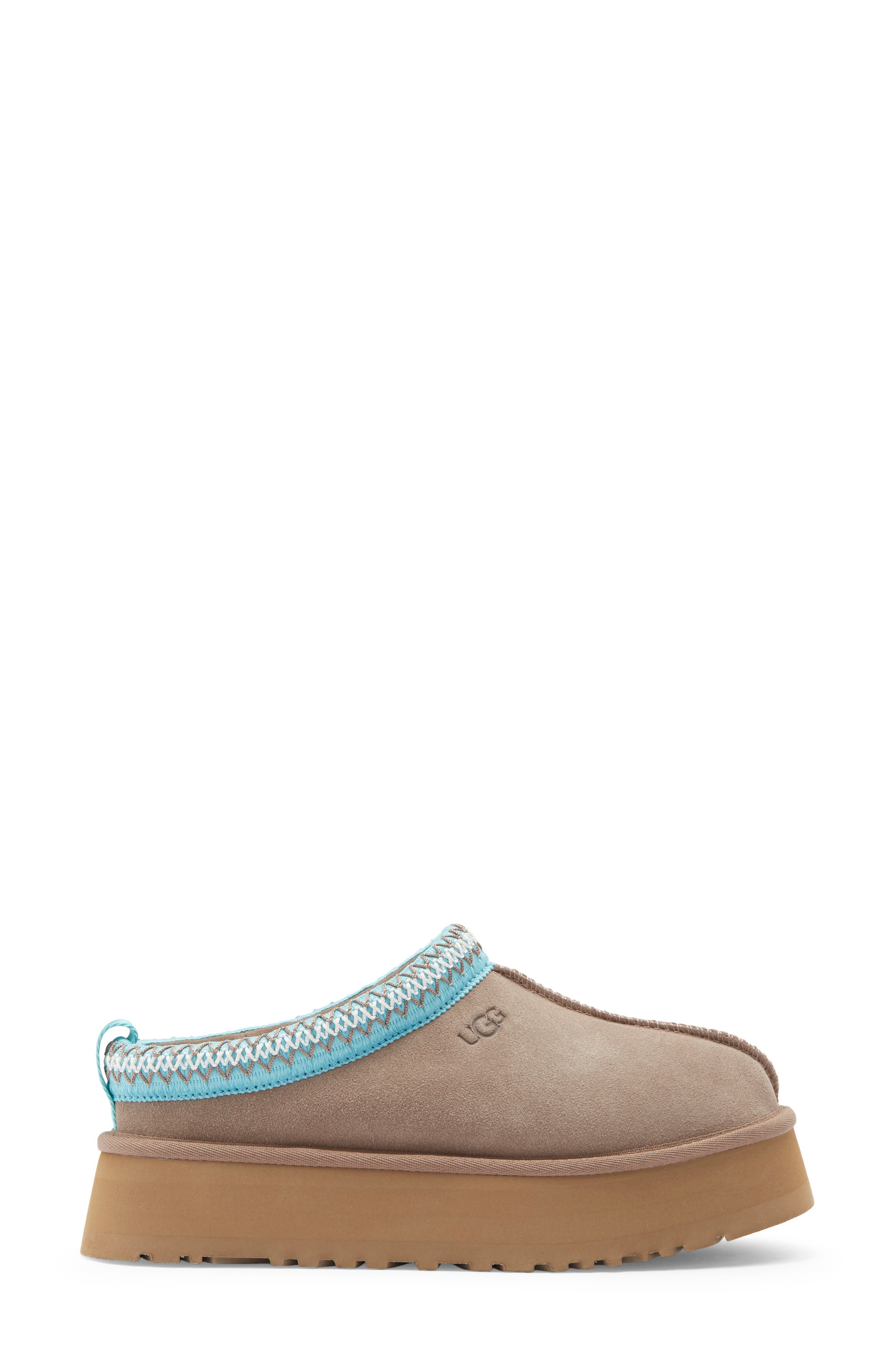 Tazz II Genuine Shearling Lined Platform Slipper, Alternate, color, CARIBOU / SAPPHIRE ICE