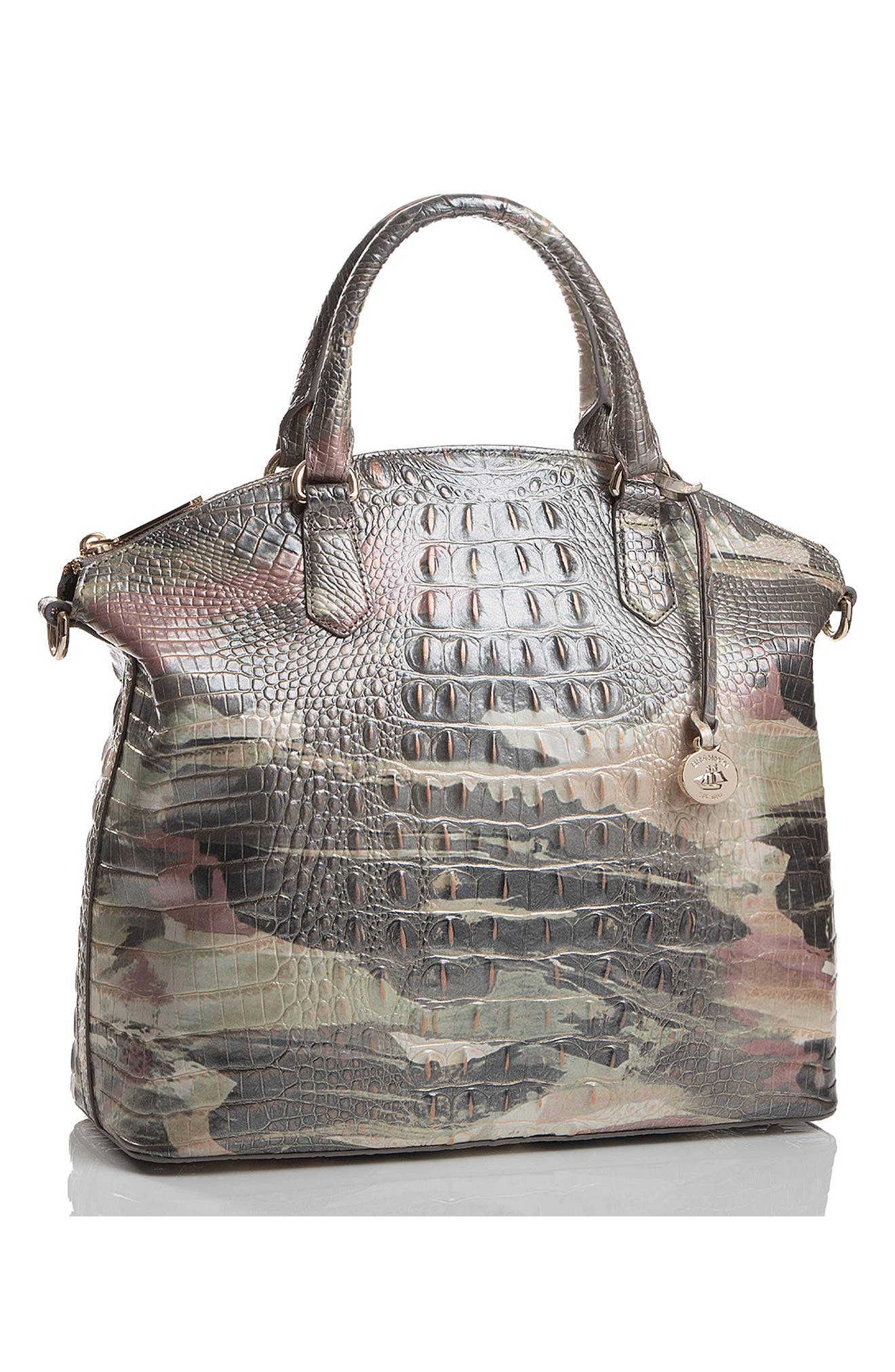 Brahmin Large Duxbury Croc Embossed Leather Satchel, Alternate, color, 