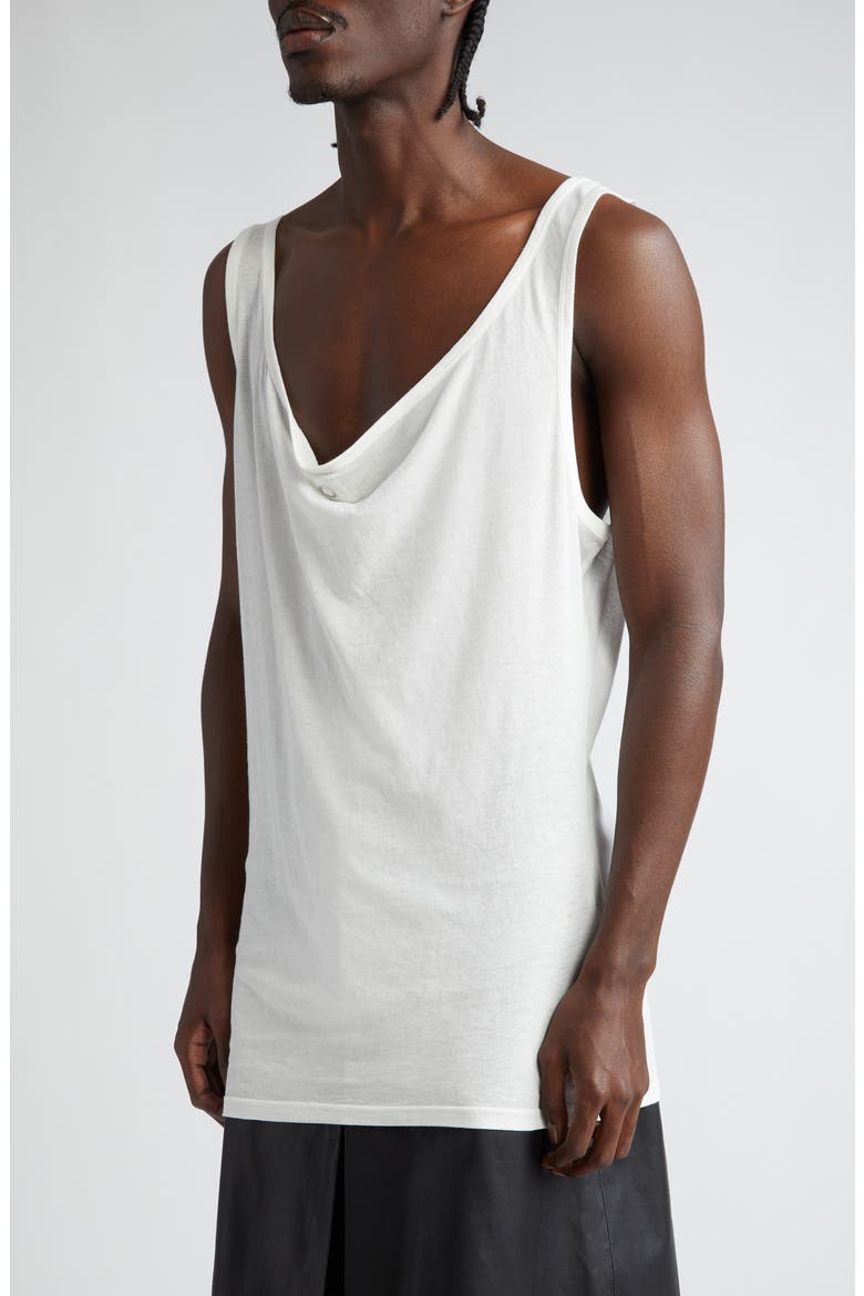 Asymmetric One-Shoulder Cotton & Silk Tank Top, Alternate, color, WHITE