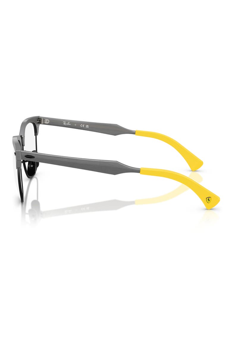 x Scuderia Ferrari 51mm Square Optical Glasses, Alternate, color, DARK GREY/ YELLOW