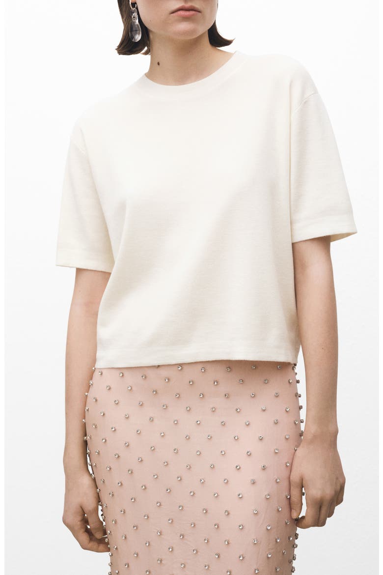 Short Sleeve Cotton & Wool Sweater, Main, color, ECRU