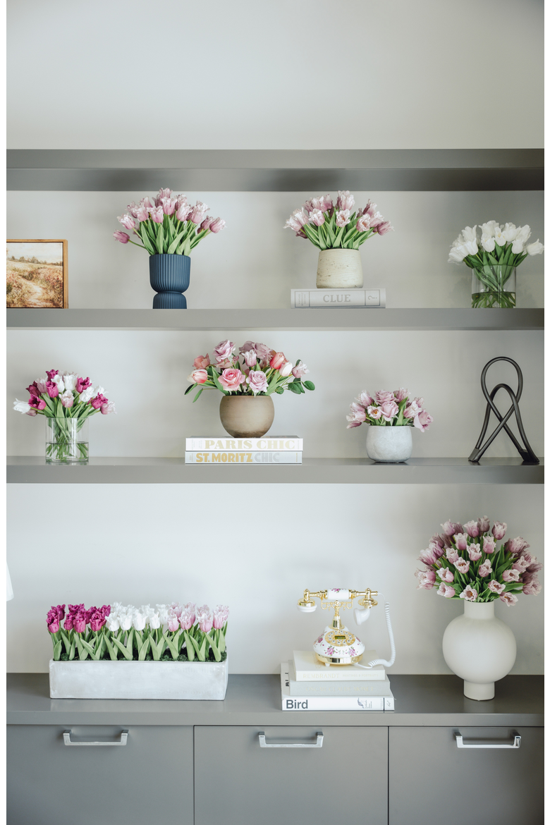 Harlow RealTouch Rose and Tulip Arrangement, Alternate, color, Pink