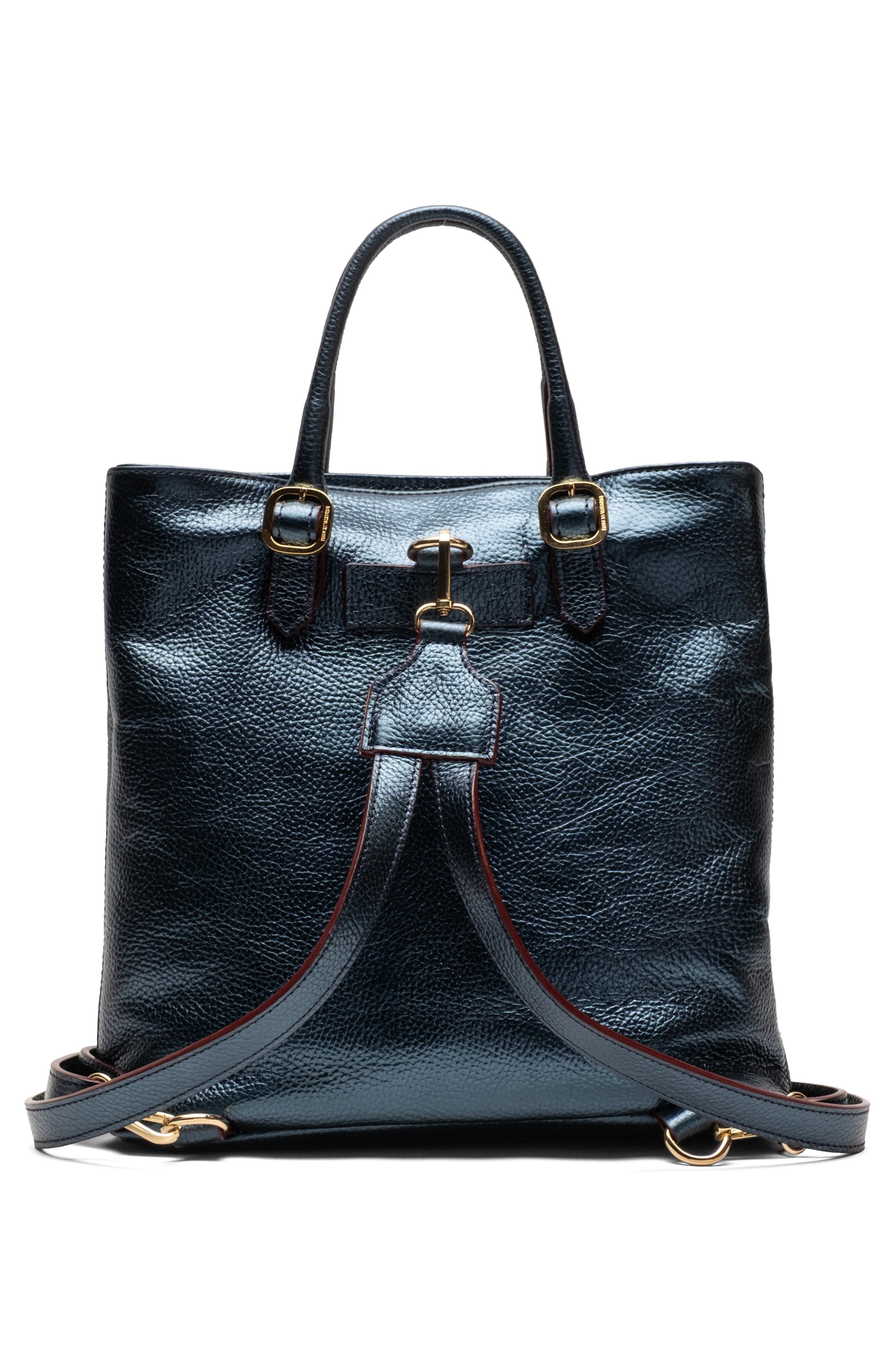 Carin Leather Convertible Tote, Alternate, color, NAVY