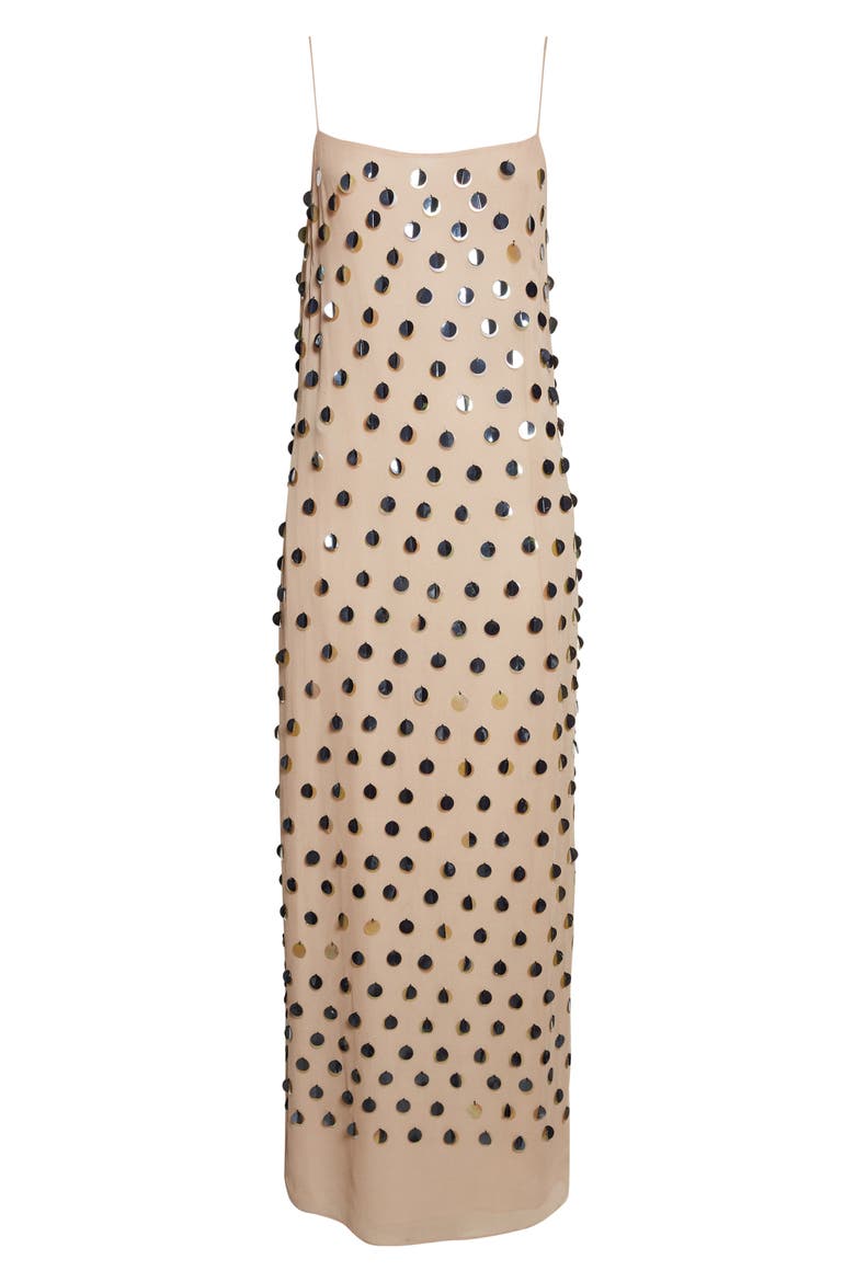 Paillette Embroidered Georgette Slipdress, Alternate, color, TAUPE