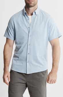 JACHS Short Sleeve Stretch Oxford Button-Up Shirt