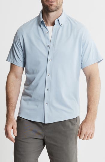 Jachs Short Sleeve Stretch Oxford Button-up Shirt