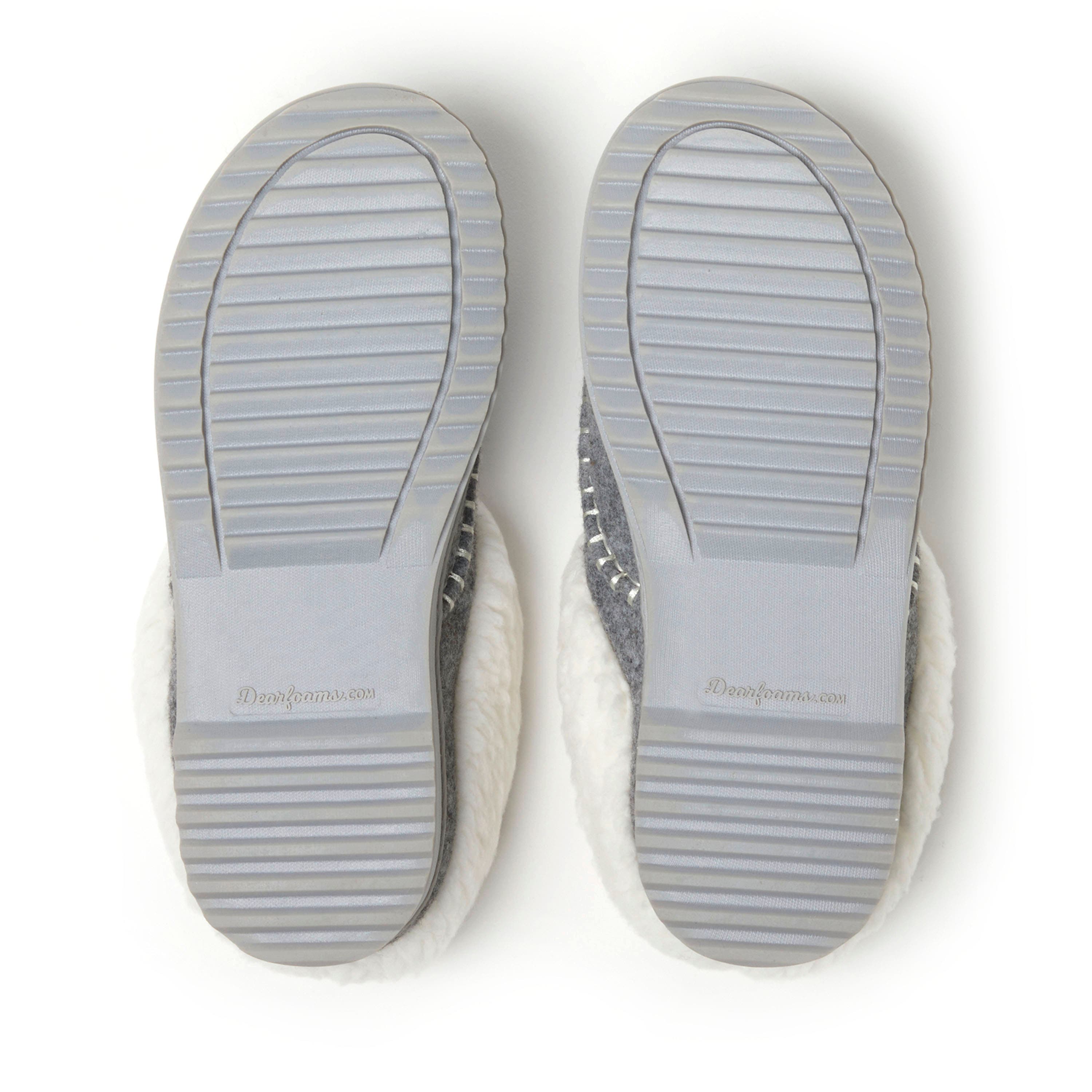 DEARFOAMS Nyla Felted Plaid Moccasin Toe Clog Slipper, Alternate, color, Light Heather Grey