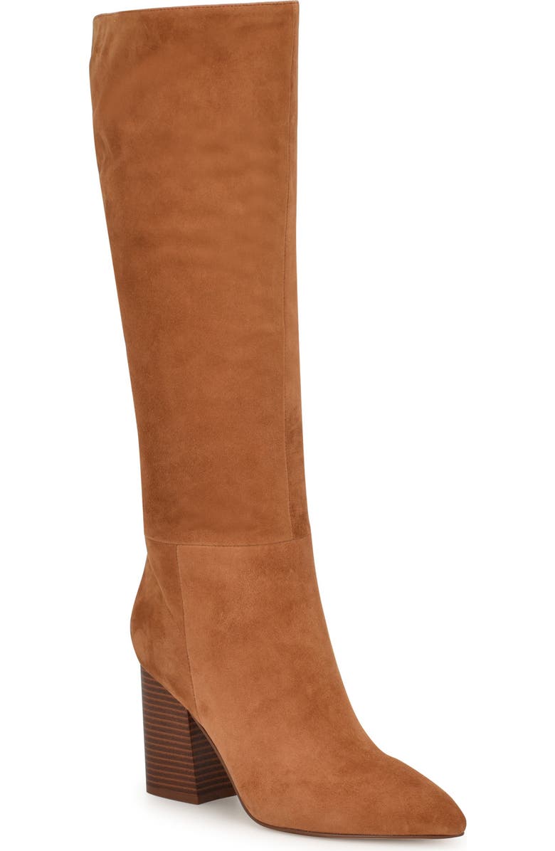 Nine West Peachey Pointed Toe Knee High Boot, Main, color, Medium Brown Suede