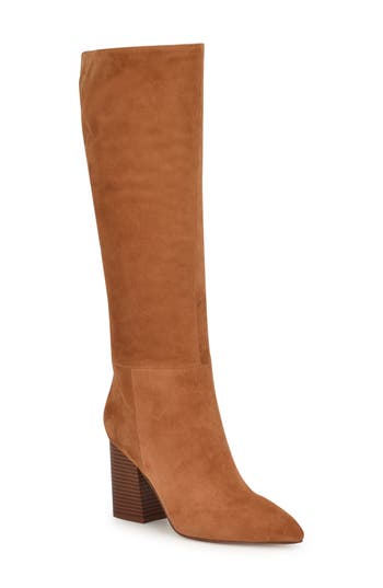 Nine West Peachey Pointed Toe Knee High Boot In Brown