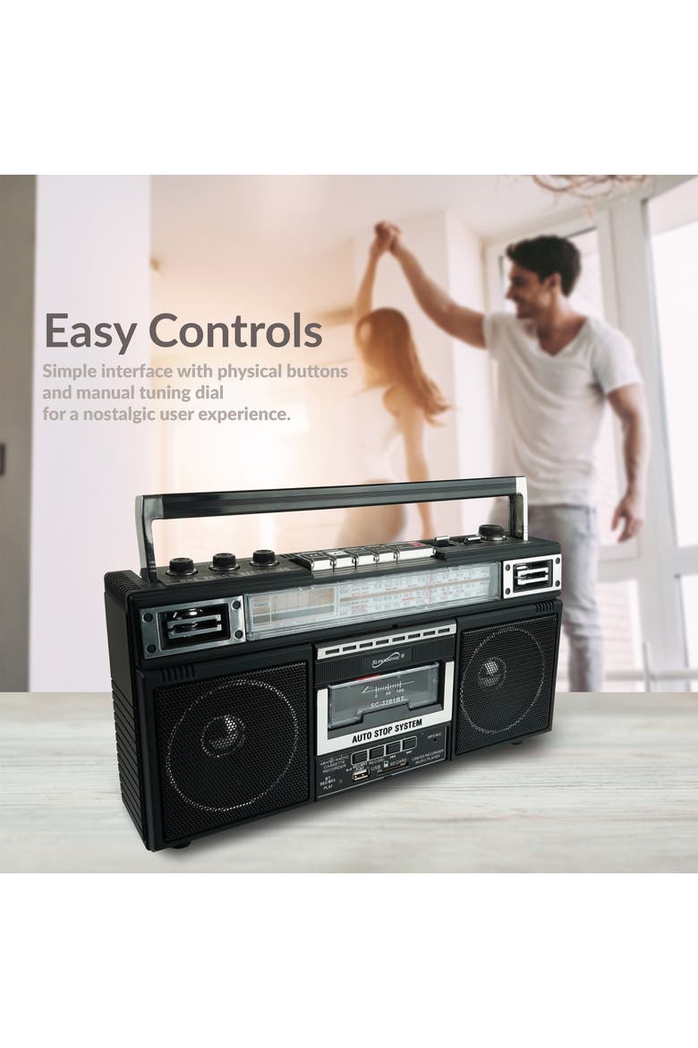 Retro Radio Speaker & Cassette Player w/Bluetooth Black, Alternate, color, Black
