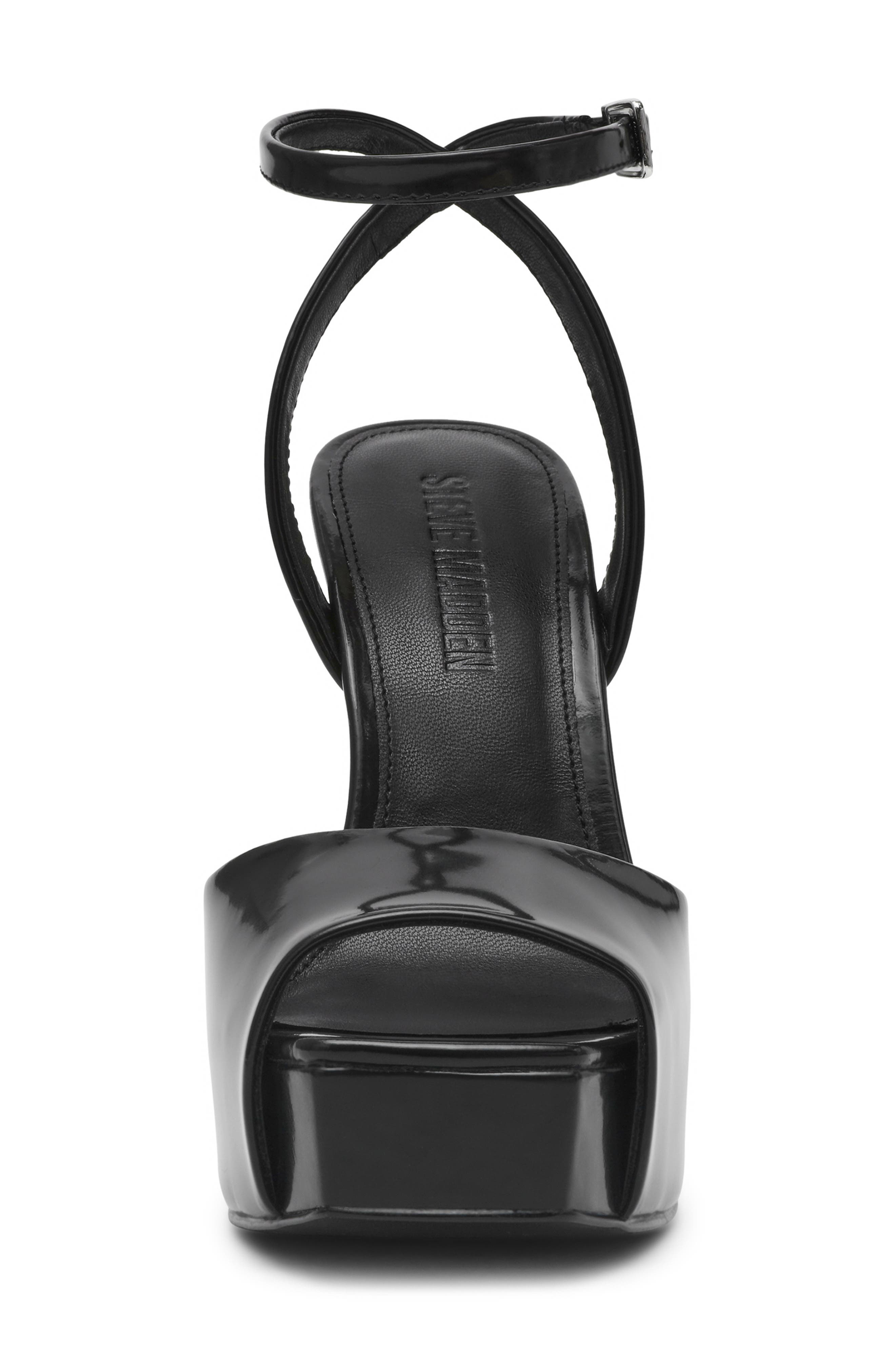 Steve Madden Sass Ankle Strap Platform Sandal, Alternate, color, Black Leather