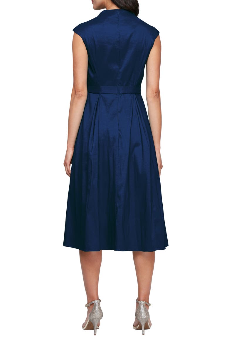Stretch Taffeta Cocktail Dress, Alternate, color, NAVY