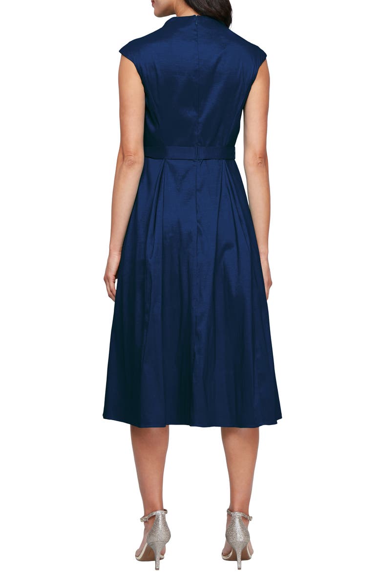Alex Evenings Stretch Taffeta Cocktail Dress, Alternate, color, Navy