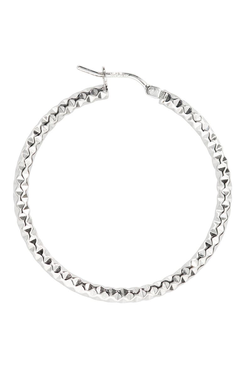 14K Gold Textured Hoop Earrings, Alternate, color, 14K WHITE GOLD