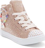 SKECHERS Kids' Twinkle Sparks Light-Up Glitter High Top Sneaker