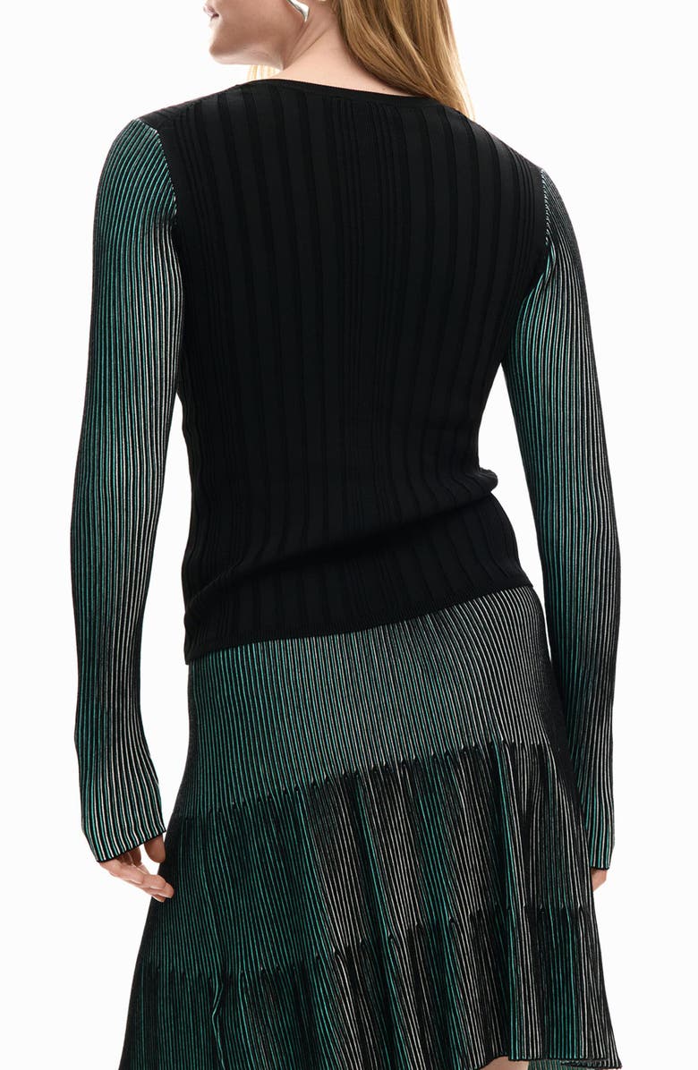 Desigual Stripe Sleeve Sweater, Alternate, color, Blue