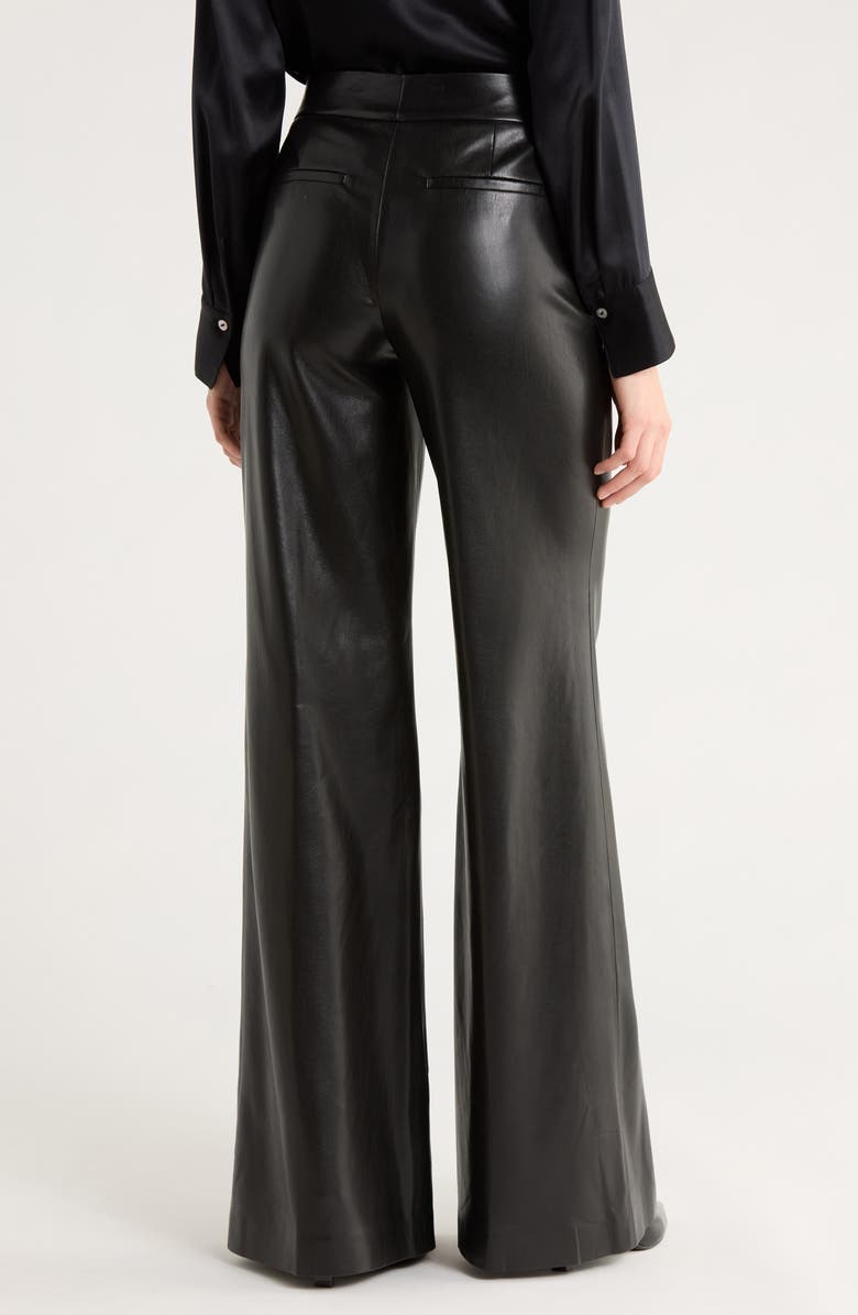 Alice + Olivia Dylan High Waist Flare Faux Leather Pants, Alternate, color, Black