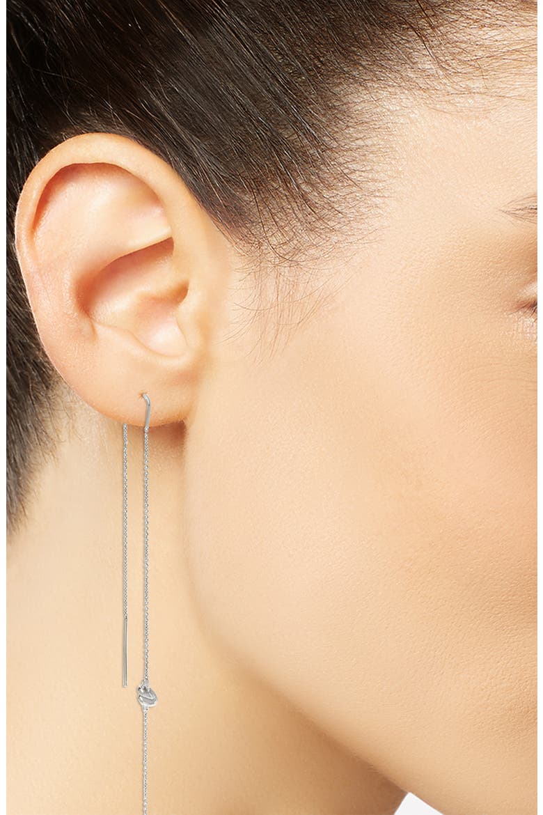 Knot Chain Threader Earrings, Alternate, color, SILVER