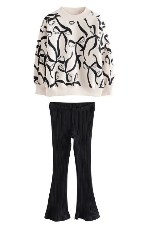Kids' Bow Print Sweatshirt & Flare Leggings Set (Little Kid & Big Kid)