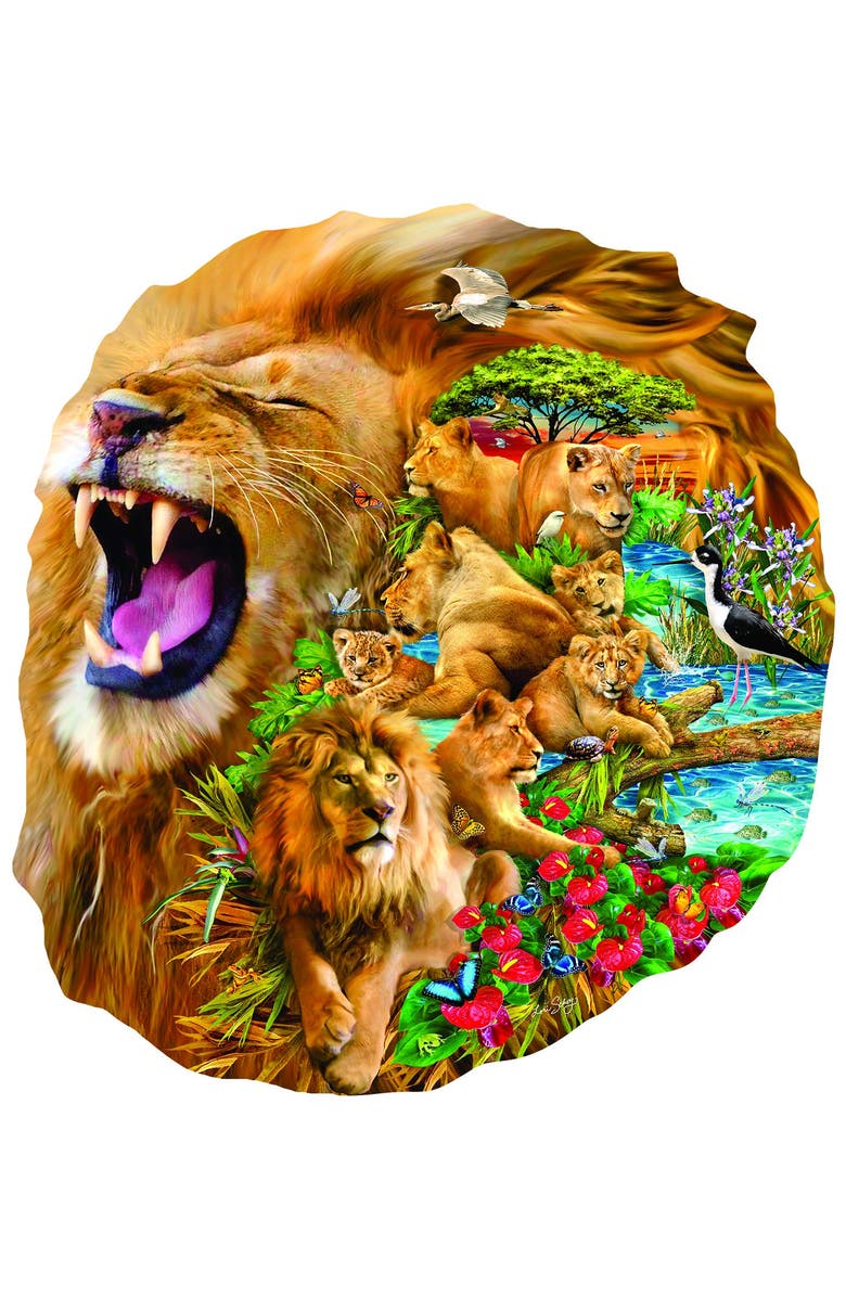Sunsout Lion Family 600 piece Jigsaw Puzzle for Adults Special Shape, Alternate, color, Multicolor